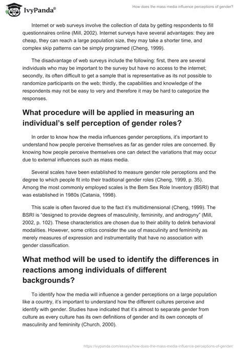 How Does The Mass Media Influence Perceptions Of Gender 1432 Words Essay Example