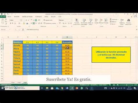 Calcular el promedio en Excel usando la función Promedio y Disminuir