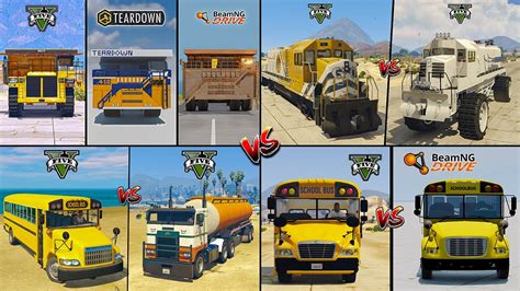 Giant Dump Vs School Bus Vs Train Vs Monster Truck In Gta Vs Teardown