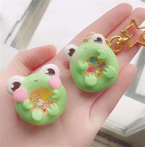 Froggie Shaker Charm Keychain Cute Clay Frog Kawaii Polymer Etsy