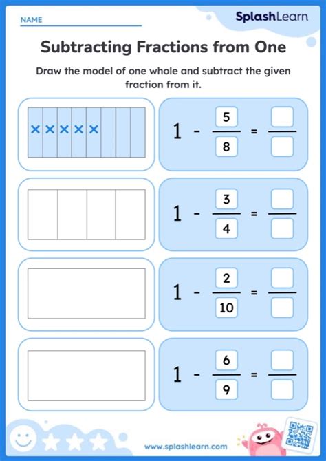 Free Printable Subtract Fractions Worksheets SplashLearn