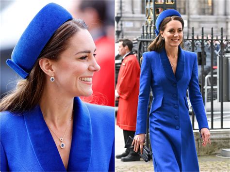 Kate Middleton Paired A Blue Coatdress With Princess Dianas Jewelry