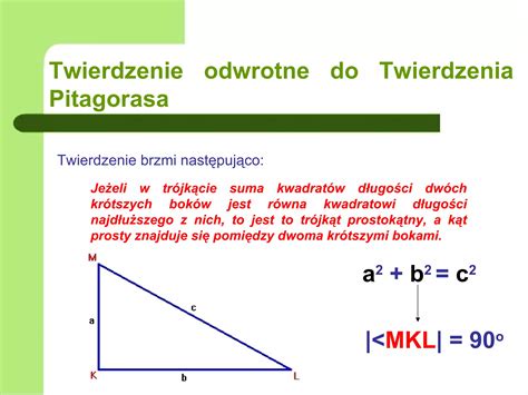 Twierdzenie Odwrotne Do Twierdzenia Pitagorasa Ppt