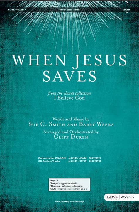 When Jesus Saves Choral Anthem SATB Trombone Tuba Sheet Music PDF