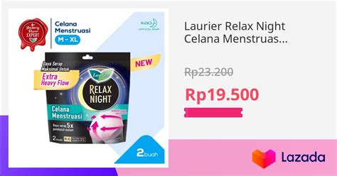 Laurier Relax Night Celana Menstruasi Pembalut Wanita Size M XL 2 Buah