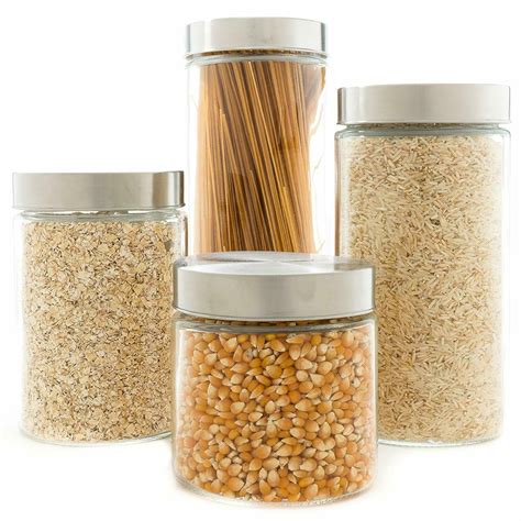 Glass Jars With Stainless Steel Screw Lid Set Pasta Jar Spaghetti Jar