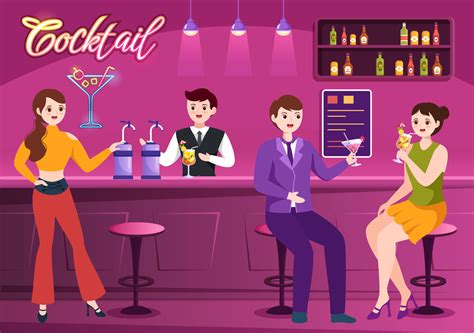 Cocktail Bar Or Nightclub With Friends Hanging Out With Alcoholic Fruit