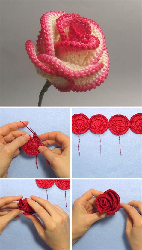 Rose Crochet Flower Pattern And Tutorial Crochetbeja