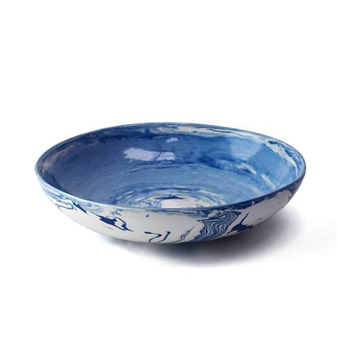 Marbled Blue And White Ceramic Serving Bowl By Nom Living