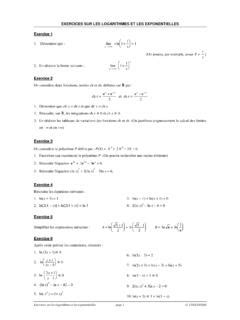 EXERCICES SUR LES LOGARITHMES ET LES EXPONENTIELLES 1 Exercices Sur