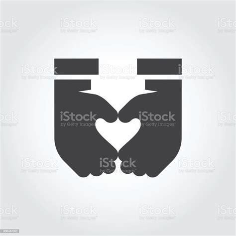 Two Hands Make Heart Shape Black Flat Icon Symbol Love Romance