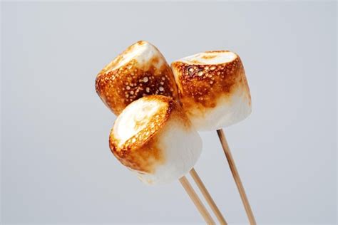 Premium Photo Roasted Marshmallow On A Stick Isolated On A White