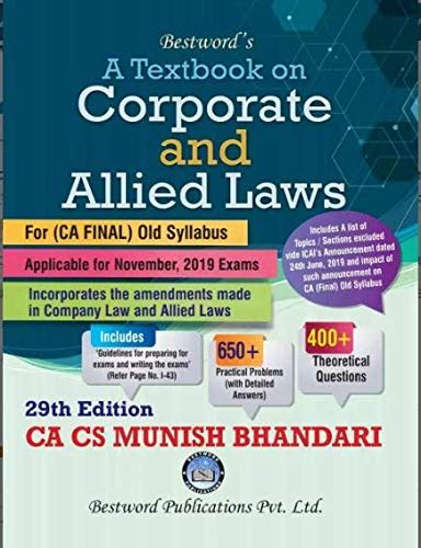 Buy Corporate And Allied Laws Detailed Latest Edition For Ca Final Old