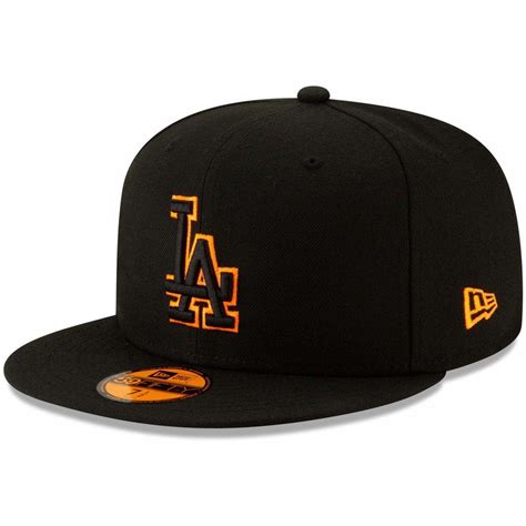 Mens Los Angeles Dodgers New Era Black Orange Outline Neon Pop 59fifty