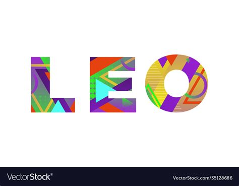 Leo Concept Retro Colorful Word Art Royalty Free Vector