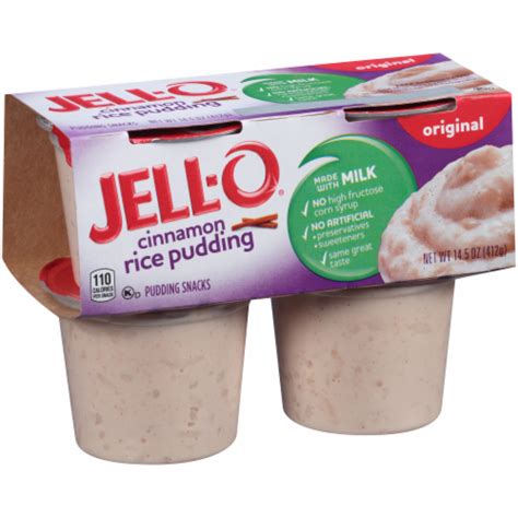 Jell O Ready To Eat Cinnamon Rice Pudding Snacks 4 Ct 363 Oz Kroger