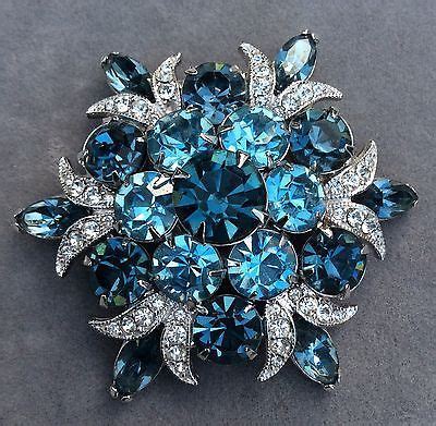 Fabulous Vintage Eisenberg Ice Blue Stone Brooch Brooch Jewelry