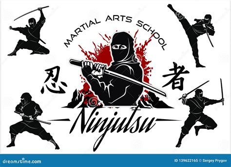 Ninja Warrior Vector Illustration Silhouette Of Japanese Fighter Stock Vector Illustration