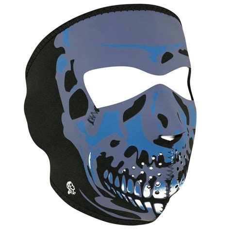 Zan Headgear Neoprene Blue Chrome Skull Face Mask Camouflageca