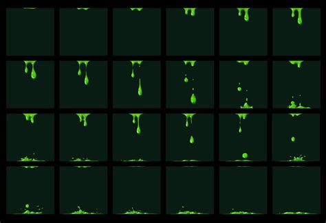 Green Slime Animation Animated Drip Sprite Effect Vector Art