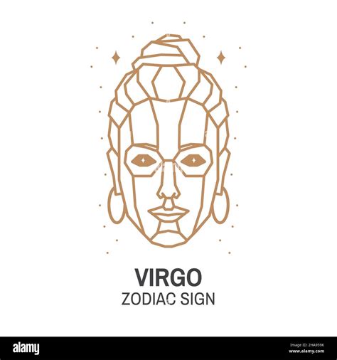 Zodiac Astrology Horoscope Sign Virgo Linear Design Vector Illustration Elegant Line Art