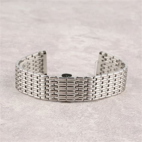 Sliver Wrist Belt 20MM Stainless Steel Solid Link Watch Band Mens Metal ...