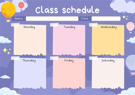 Cute Class Schedule Template