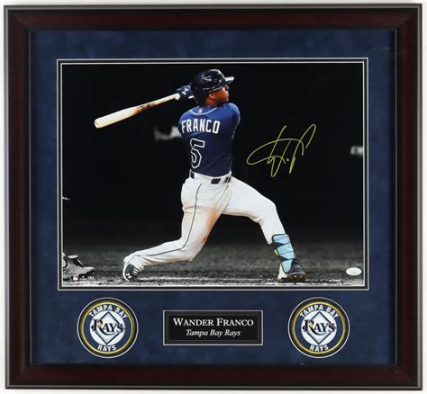 Wander Franco Signed Rays Custom Framed Photo Display JSA Pristine