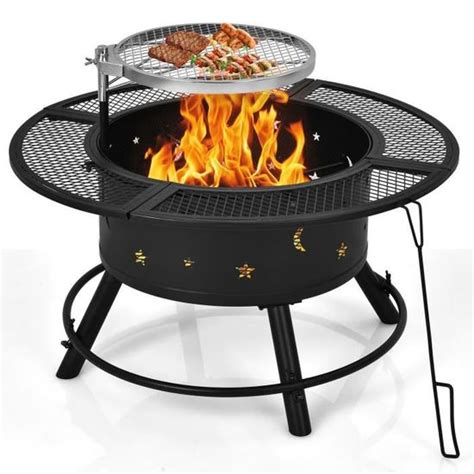 Costway Brasero Ext Rieur Barbecue Avec Grille De Cuisson R Glable Et