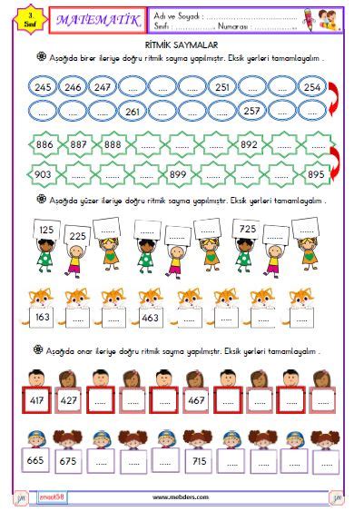 3 Sınıf Matematik Ritmik Saymalar Etkinliği 1 Meb Ders