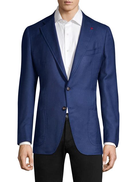 Isaia Cashmere And Silk Blazer In Blue For Men Lyst