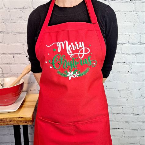 Christmas Apron Kitchen Baking Merry Christmas Embroidered Apron