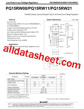 PQ15RW11 Datasheet PDF Sharp Corporation