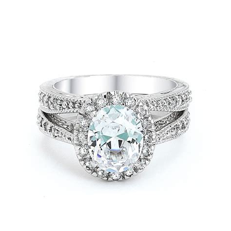 3 Carat Oval Cut Pave Engagement Ring Set