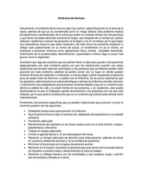 Análisis Síndrome De Burnout Chemnotes By Dm Udocz