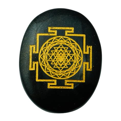 REMEDYWALA Charged Energized Black Agate Stone Sri Yantra Sign Zibu