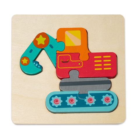 Puzzle Mic 3D Din Lemn Excavator Montessori