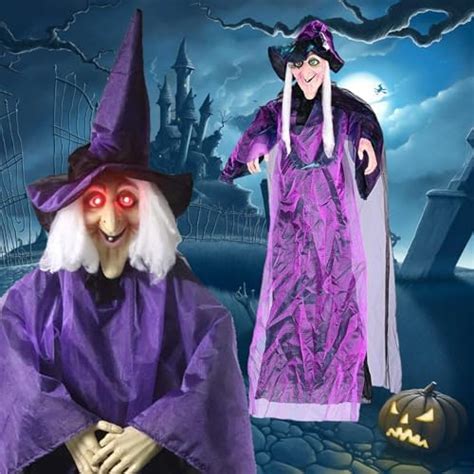 Halloween hängende Hexe Dekoration 78 Zoll blinkende rote LED Augen