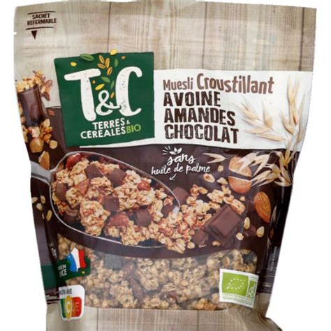 Terre Et C R Ales Bio Muesli Croustillant Avoine Amande Et Chocolat