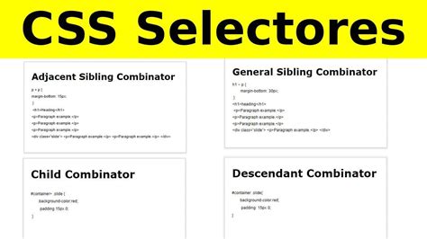 Css Selectors Cheat Sheet Types Of Css Selectors Youtube