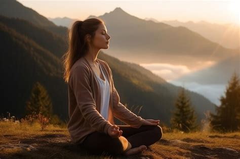 Premium AI Image | Morning Meditation on a Beautiful Mountain