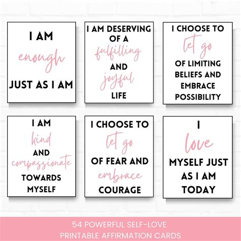 Self Love Affirmation Cards Printable Positive Affirmation Cards