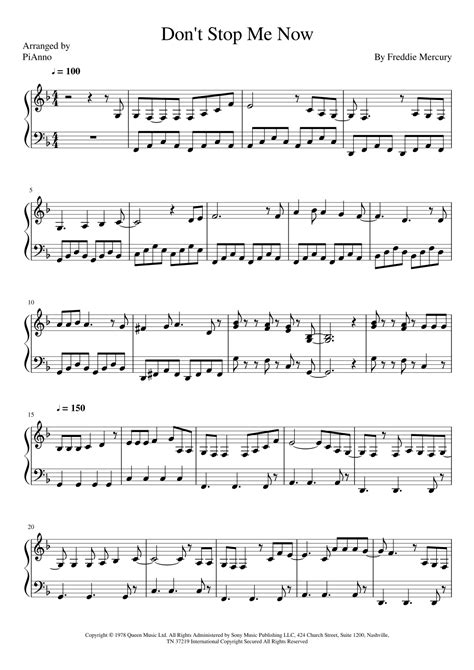 Dont Stop Me Now Arr Pianno By Queen Sheet Music For Easy Piano At Sheet Music Direct