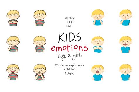 Kids emotions vector illustrations