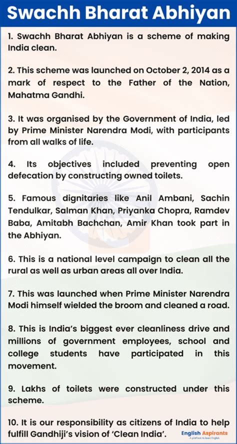 Lines On Swachh Bharat Abhiyan In English Updated