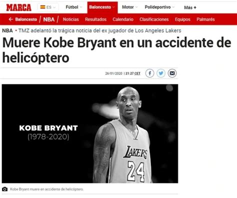 La Trágica Muerte De Kobe Bryant En Los Medios Del Mundo