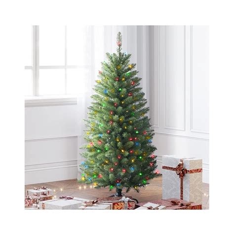 HYYYYH 4.5ft Fir Christmas Tree with Pre-Strung Multi-Color Lights, Pre ...