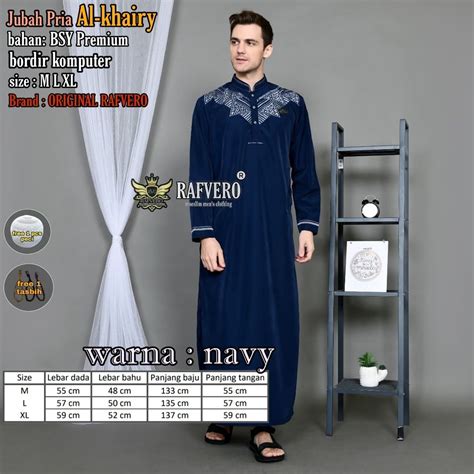 Jual Baju Muslim Jubah Pria Dewasa Alhairy Motif Bordir Lengan Panjang