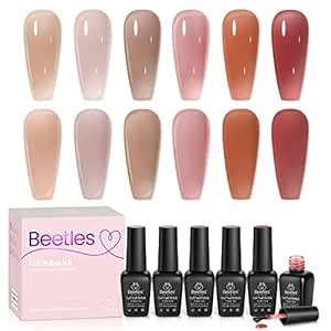Amazon Beetles Jelly Gel Nail Polish Set Colors Drunk On Wine Neutral Sheer Nude Pink Gel