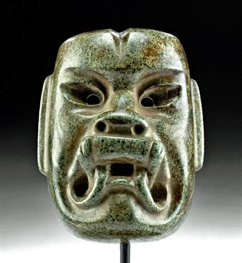 Pre Columbian Olmec Jade Mask And 260 Million Year Old Permian Shark